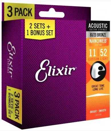 Elixir Acoustic 80/20 Bronze Nanoweb 3 PACK Aktuální