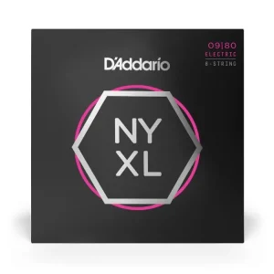 Akční Cena D‘Addario NYXL0980 Nickel Wound 8-String Electric Guitar Strings, Super Light, 09-80