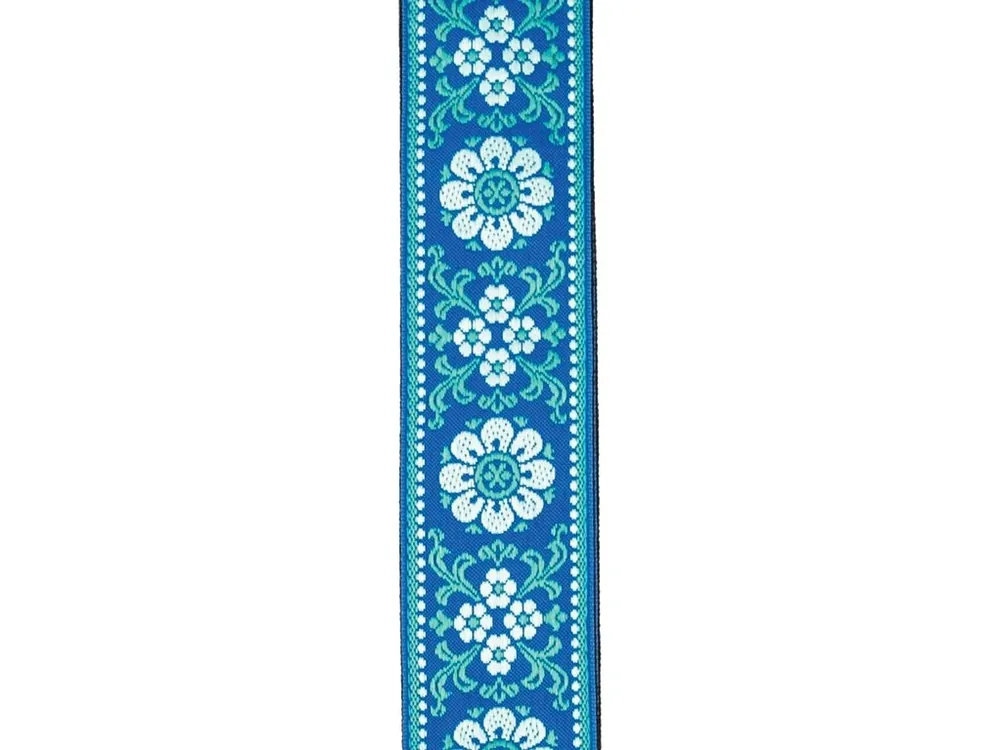 Akce D‘Addario Woven Guitar Strap, Peace Love, Blue and White