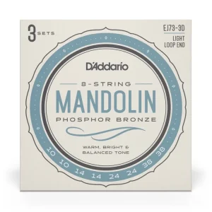 Akce D‘Addario EJ73 Mandolin Strings, Phosphor Bronze, Light, 10-38, 3 Sets
