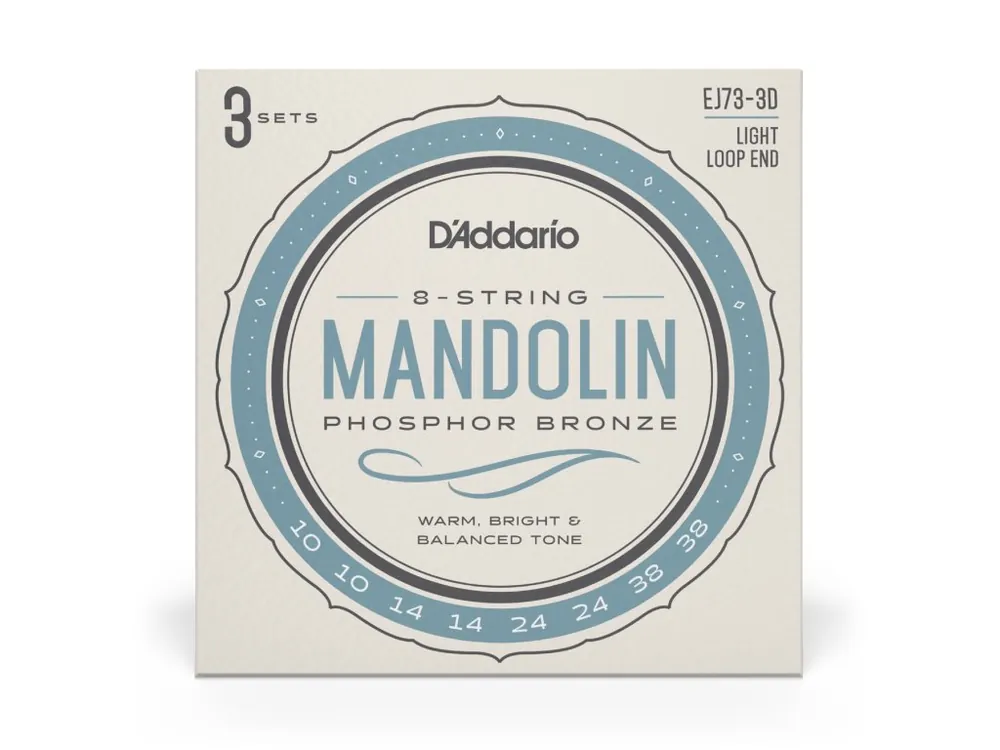 Akce D‘Addario EJ73 Mandolin Strings, Phosphor Bronze, Light, 10-38, 3 Sets