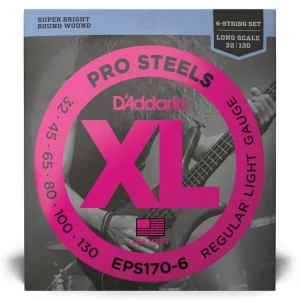 Akce D‘Addario EPS170-6 6-String ProSteels Bass Guitar Strings, Light, 30-130, Long Scale