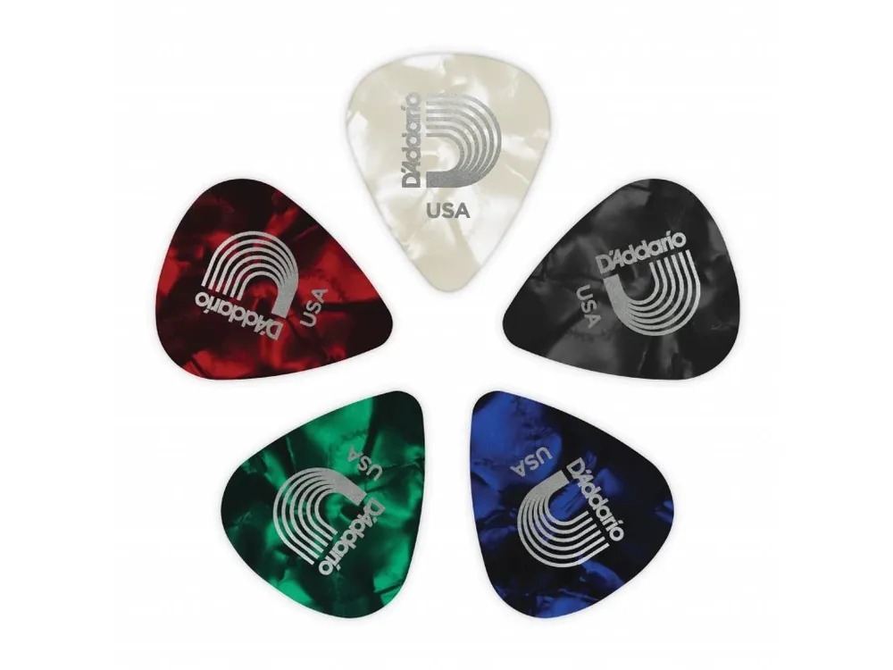 Autentický D‘Addario Assorted Pearl Celluloid Guitar Picks, 10 pack, Medium