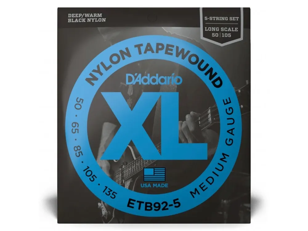 Nová Kolekce D‘Addario ETB92-5 5-String Tapewound Bass Guitar Strings, Medium, 50-135, Long Scale