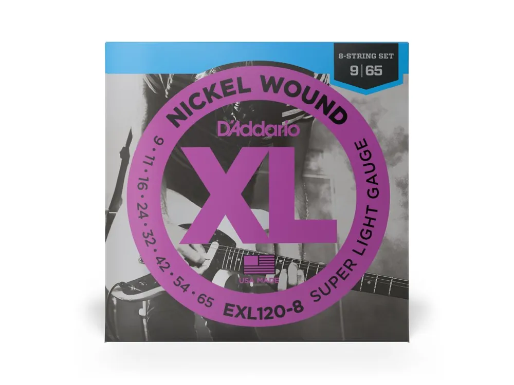 Výprodej D‘Addario EXL120-8 8-String Nickel Wound Electric Guitar Strings, Super Light, 09-65
