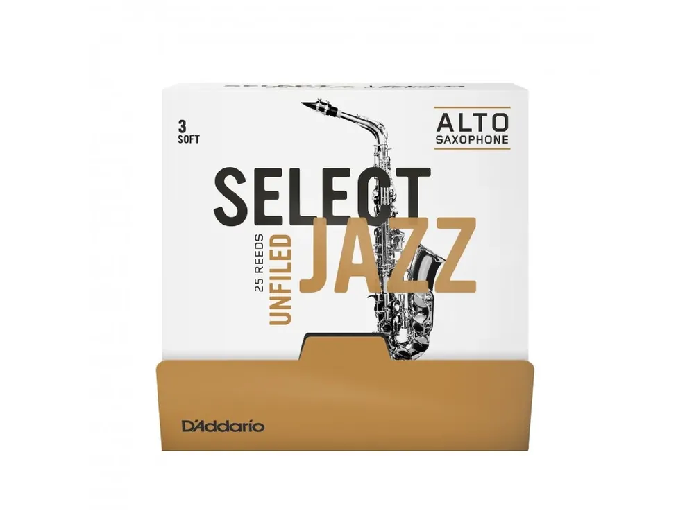 Nejlepší Cena D‘Addario Select Jazz Unfiled Alto Saxophone Reeds, Strength 3 Soft, 25 Box