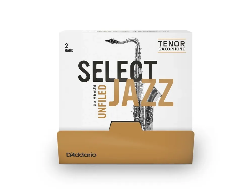 Novinka D‘Addario Select Jazz Unfiled Tenor Saxophone Reeds, Strength 2 Hard, 25 Box