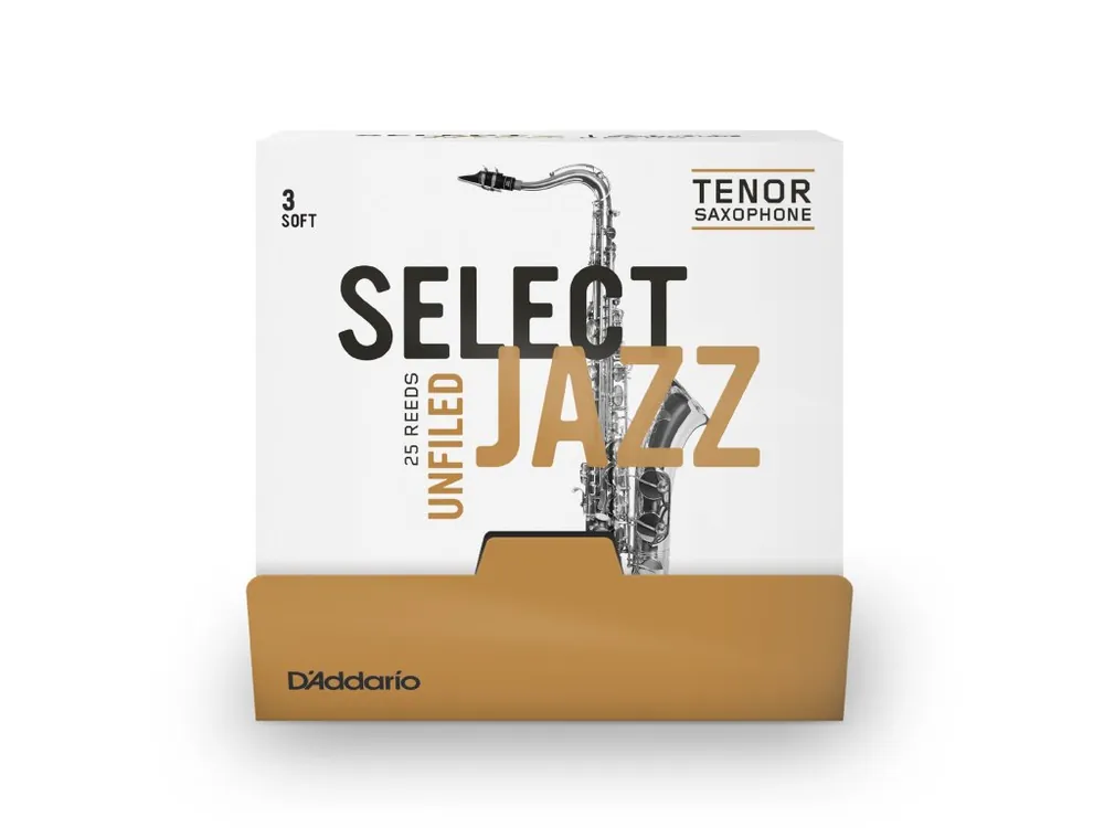 Levný D‘Addario Select Jazz Unfiled Tenor Saxophone Reeds, Strength 3 Soft, 25 Box