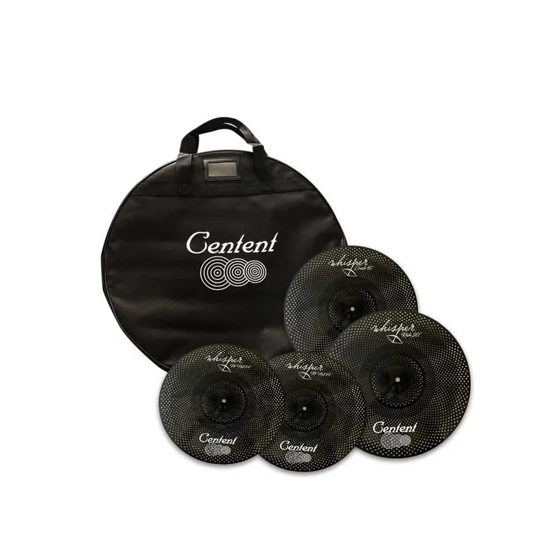 Centent Black Silent Cymbal Set 14", 16" 18", 20" +, Bag Sleva