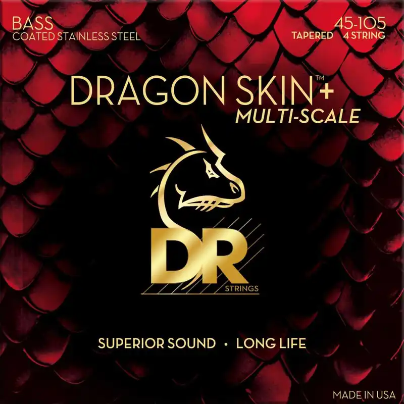 DR Strings Dragon Skin+ Coated Steel Medium 45-105 Tapered Multi-Scale Struny pro baskytaru Koupit Online