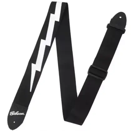 Řemen kytarový Gibson GSBL10 Lightning Bolt Style 2" Safety Strap Jet Black Akční Cena