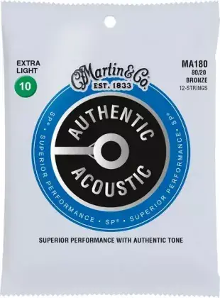 Struny kovové pro 12strunnou kytaru Martin MA 180 Extra Light - 10/47 Autentický