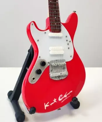 Akce Miniatura kytary Music Legends PPT-MK166 Kurt Cobain Nirvana Jaguar Red Signed