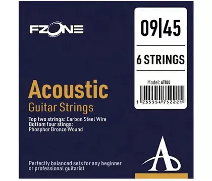 Bezpečná Platba Struny kovové pro akustickou kytaru Fzone AT-100 Phosphor Bronze 09/45