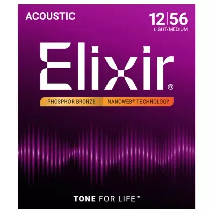 Struny kovové pro akustickou kytaru Elixir 16077 PB Custom Light/Medium 12/56 Cenový Hit