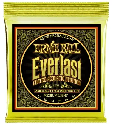 Tovární Cena Struny kovové pro akustickou kytaru Ernie Ball EB 2556 Everlast 80/20 Bronze Medium Light Coated 12/54