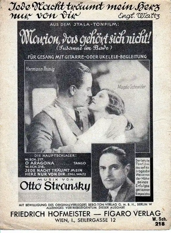 Stransky Otto Jede Nacht träumt mein Herz nur von dir ! - angl.waltz a píseň z filmu Tovární Cena