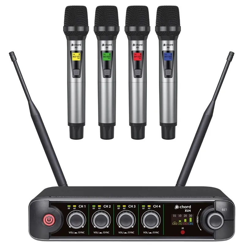 Nejlepší Volba Chord XU4-H, 4-kanálový bezdrátový mikrofonní set, 823-832 / 863-865 MHz