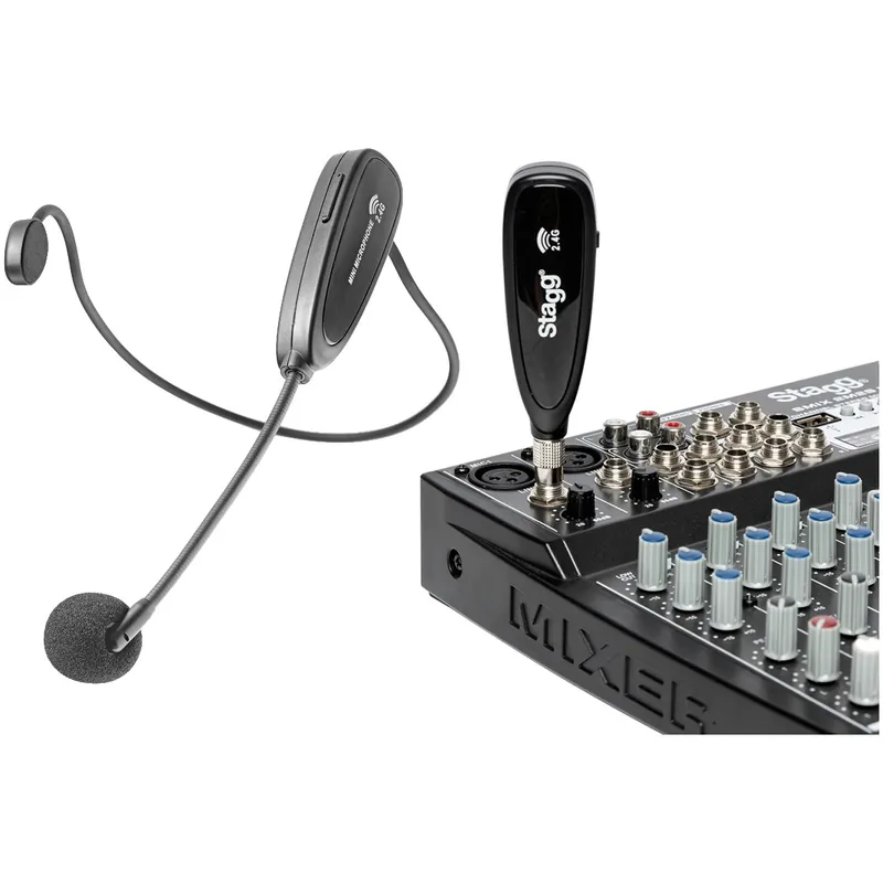 Stagg SUW 12H-BK, bezdrátový náhlavní mikrofonní set 2,4 GHz UHF Akce