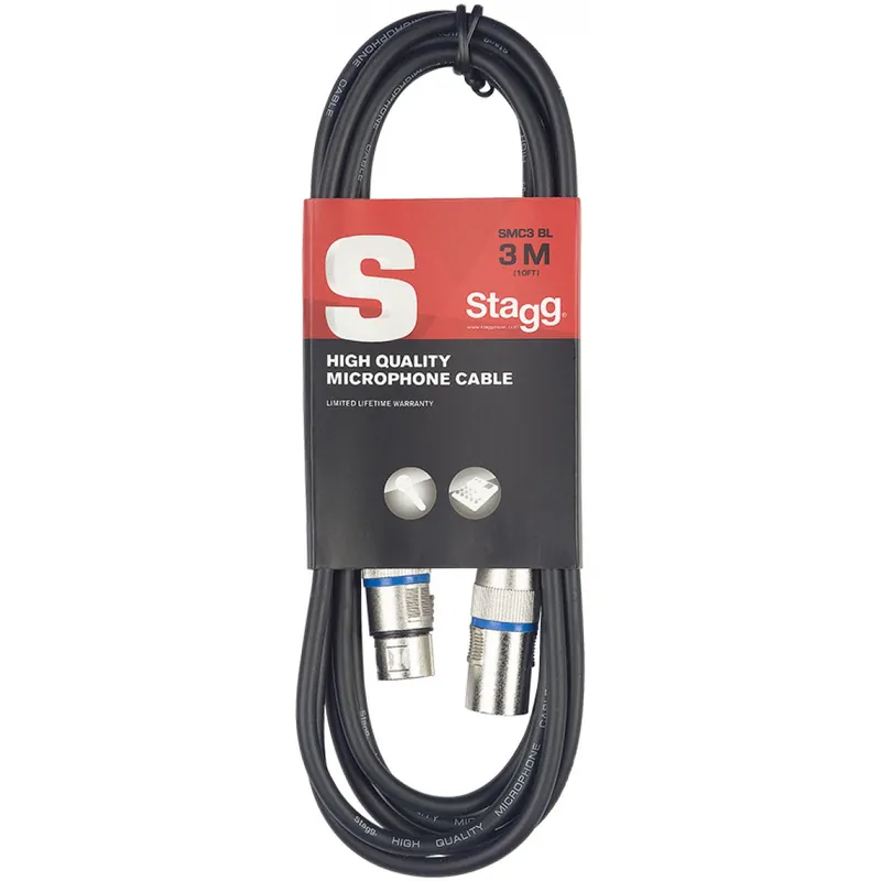 Stagg SMC3 BL, mikrofonní kabel XLR/XLR, 3m, modré kroužky Bezpečná Platba