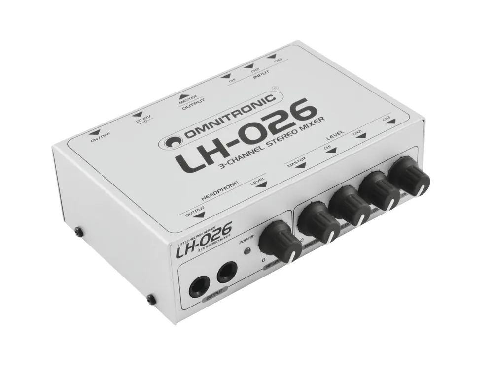 Omnitronic LH-026, mini mixážní pult 3-kanálový stereo Dokud Zásoby Vydrží