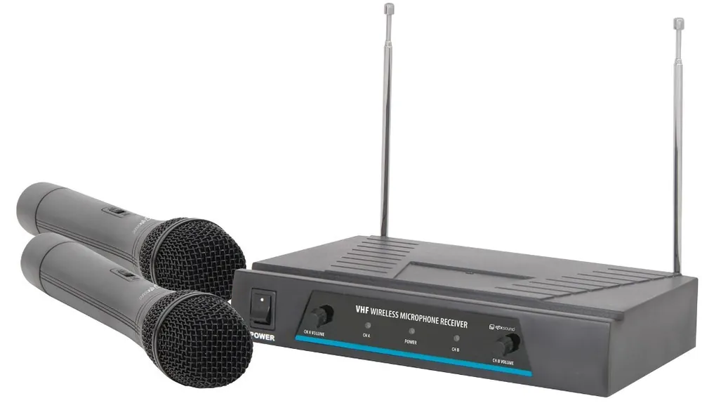 QTX VHF-2, bezdrátový mikrofon, 2 kanálový, 173,8 + 174,8 MHz Vysoce Kvalitní