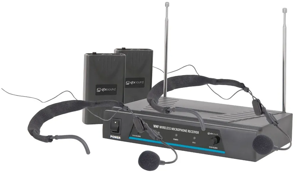 QTX VHF-HS2, bezdrátový mikrofon 2 kanálový 173,8 + 174,8 MHz Akce